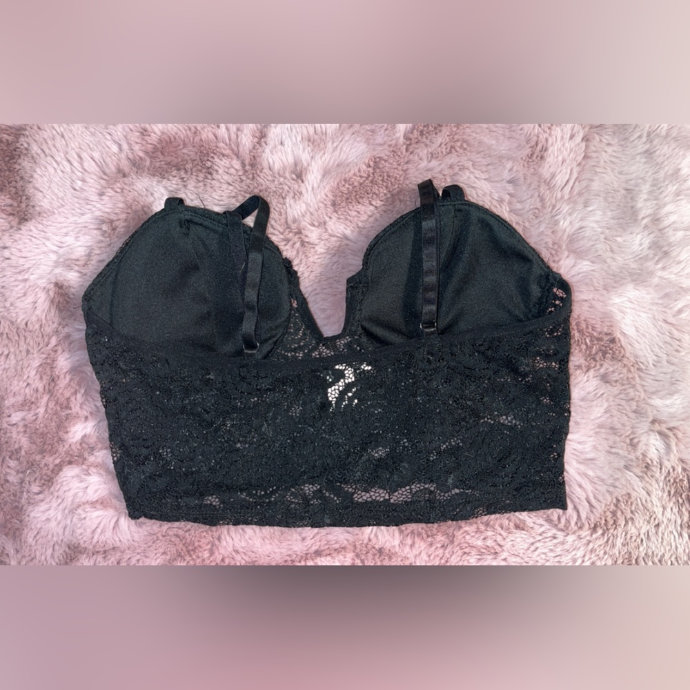 Black lace bralette.